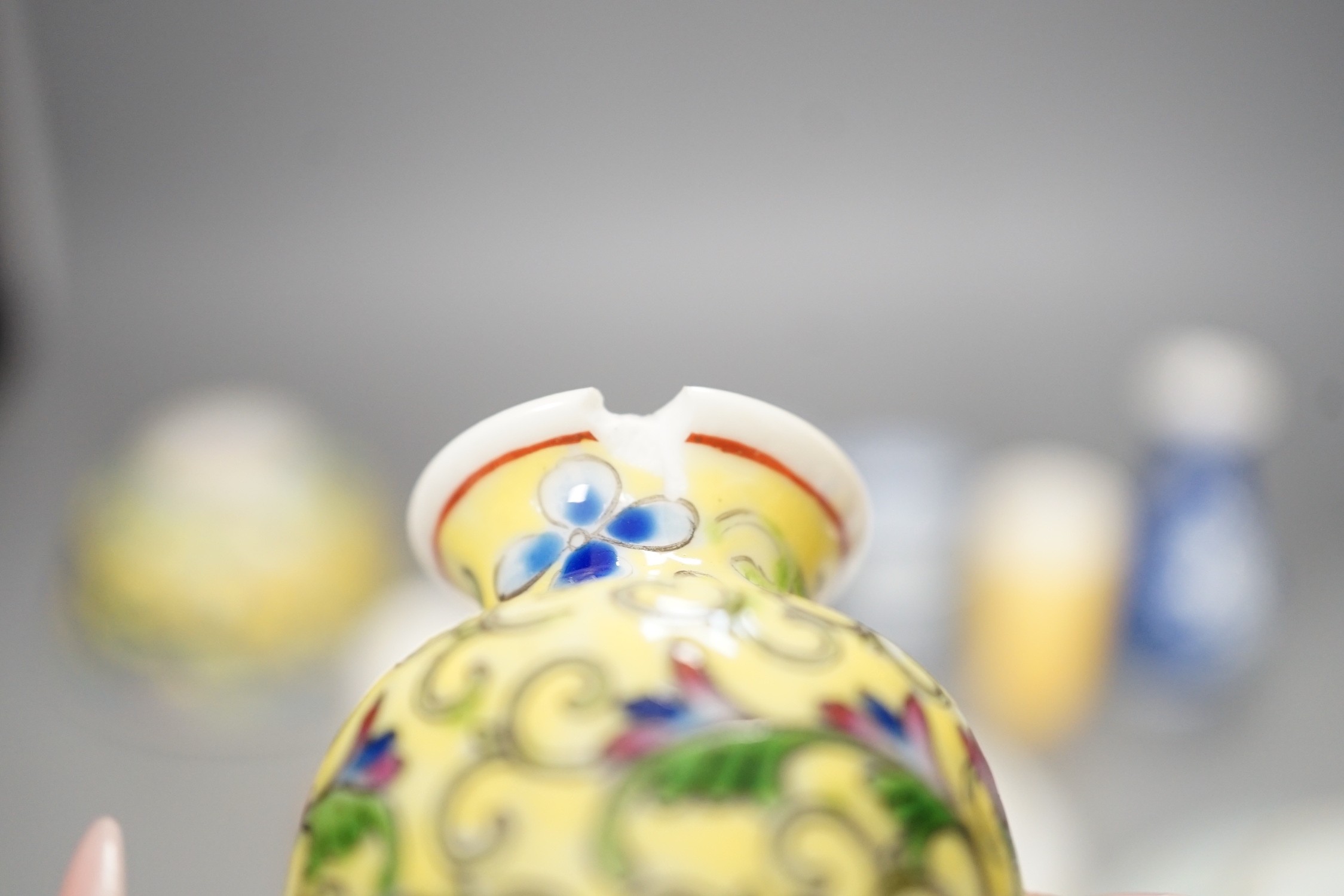 Assorted Chinese ceramics and a wooden box